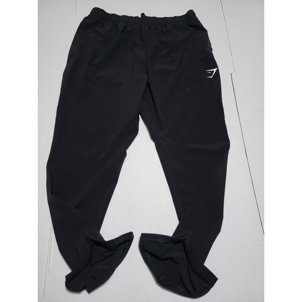 Gymshark Jogger Pants Mens Black Athletic Training Gym Zip Ankle Activewear L
